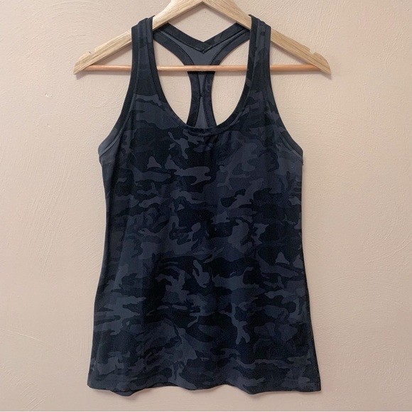 Lululemon Cool Racerback II *Nulu Heritage 365 Camo Deep Coal Multi Size 12 - Picture 2 of 10